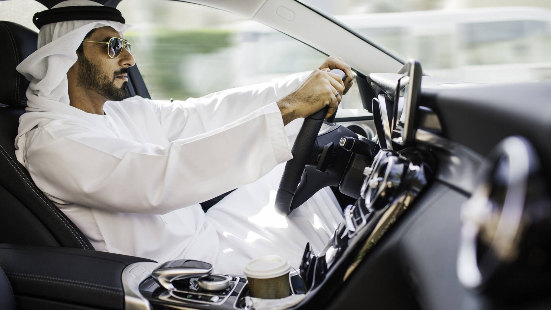 Driving through Abu Dhabi in a supercar