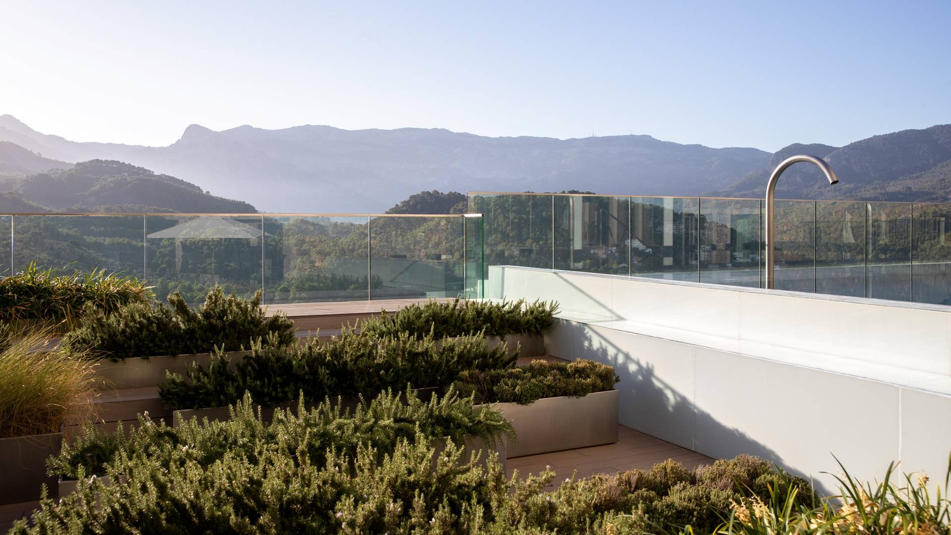 A view of the Tramuntana Mountains from Jumeirah Port Soller spa