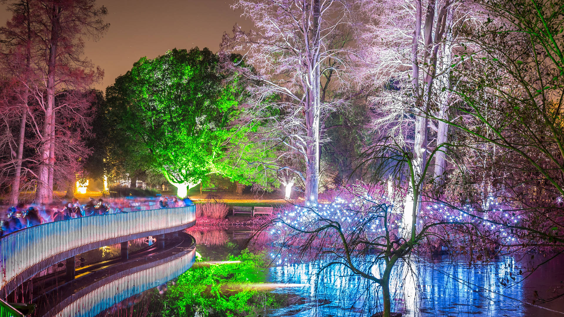 Kew Gardens with Christmas lights