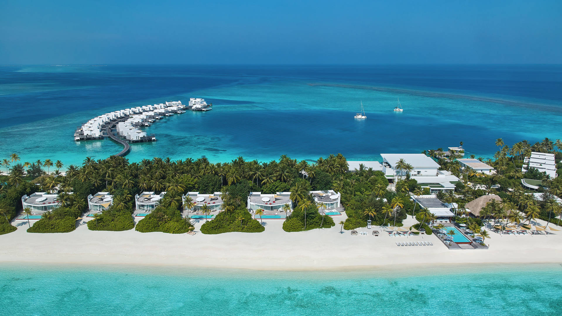 Aerial view of Jumeirah Maldives Olhahali Island